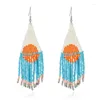 Boucles d'oreilles pendantes riz perle gland tricot à la main bohême Design originalité coloré soleil mode Simple alliage perlé