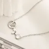 Vergoldete Diamant-Halskette, Designer-Markenschmuck, Charm-Geschenk-Halskette, 925er-Silber-Edelstahl, lange Kette, nicht verblassend, Designer-Halskette mit vierblättrigem Kleeblatt