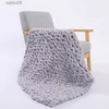 Blankets Nordic Fashion Hand Chunky Knitted Chenille Blanket Thick Yarn Wool-like Polyester Bulky Winter Soft Warm Knitted Blankets T230710