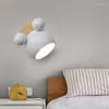 Lámparas de pared minimalistas nórdicas, lámpara de dibujos animados para niños, Base de madera, personalidad Simple, Macaron, decoración de habitación, iluminación