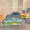 Nouveauté Articles DIY Nuage Tulipe LED Veilleuse Fille Chambre Ornements Creative P Miroir Lampes De Table De Chevet À La Main Cadeaux D'anniversaire 230707