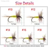 Appâts Leurres Bimoo 6PCS # 10 ~ # 16 Grizzly Brown Hackle Adams Dry Fly Barbed Fly Hook May Fly Midge Fly Truite Leurres De Pêche Appâts Gris Jaune HKD230710