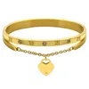 Braccialetti in acciaio inossidabile in oro rosa Braccialetti Cuore femminile Amore per sempre Bracciale con ciondoli di marca per gioielli famosi da donna218c