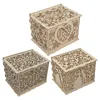 Gift Wrap DIY Wooden Box Hard Boxwood Hollow Wedding With Lock And Keys For Party Donation