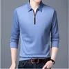 Mens Polos Solid Polo Shirt Lapel Long-sleeved Zipper Collar Fashion Spring and Autumn Thin Casual Loose Tops 230710