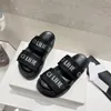 7A Tasarımcı Terlik Sandalet Slaytlar Kalın Alt Ayakkabılar Kadın Tekstil Blok Plaj Slaytları Mesh Jacquard Terlik Kadın Moda Kauçuk Kama Sandalet Açık Ayakkabı