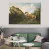 Animal Canvas Art Wildlife Painting George Stubbs Horse Frightened by A Lion Handmade Classical Landscape High Quality