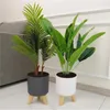 Planters Floor-Standing Round Flower Pot Feet Herbs Self Watering Drainage System Bonsai For Plants With Wooden Legs Nursery