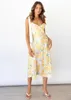 Casual Dresses Wepbel French Style Slim Fits High Waist Sun Dress Spaghetti Strap Summer Floral Women Cute Sexy Low Long