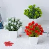 Flores decorativas Moda Vaso Grama Simulada Planta Verde Artificial Anti-desbotamento Sem Aparar Ornamentos Bonsai