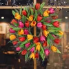 Fiori decorativi Simulazione Tulip Wreath Wall Hanging Spring per porta d'ingresso Decorazione di nozze Decorazioni per feste primaverili