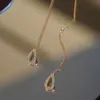 Orecchini pendenti lunghi con orecchio a goccia per le donne Orecchini pendenti in oro rosa con zirconi in cristallo Piercing per orecchini Accessori per gioielli 230710