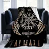 Cobertores Os Vikings Ancient Scandinavian Norse Runes machados 3D Soft Throw Cobertor Cobertor de flanela leve T230710