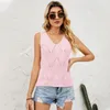 Débardeurs Femmes Été Glace Soie Pick-hole Haut En Tricot Col V Sans Manches Sexy Plage Style Sportif Décontracté Lâche Couleur Unie Gilet Respirant