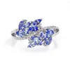 خواتم الكتلة الطبيعية tanzanite حلقة حقيقية S925 Sterling Silver 2 4mm الأحجار الكريمة المجوهرات للنساء هدية جيدة النوعية