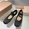 Sandals Miu 2023 new ballet sandals shoes women satin bow comfort and leisure loafer flat Dance shoe ladies girl Holiday stretch Mary Jane shoes T230710