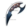 Fury 7" Karambit Fixed Blade Claw Knife Double Blade 440C Wood Handle Tactical Camping Hiking Hunting Survival Pocket Utility EDC Collection