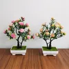 Decorative Flowers Simulated Plant Bonsai Rose Artificial Flower Fortune Tree Ornaments Wedding Decoration Home Po Props