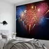 Tapisseries colorées feu d'artifice flamme impression fond noir tapisserie décoration mur tissu tapisserie tenture murale rideau chambre salon