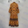 Designer-Damenkleider, Rock mit Blasenärmeln, tiefes V-Reverskleid, Retro-Muster, Röcke in Übergröße, zwei Farben
