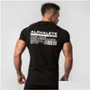 Men'S T-Shirts New Summer Fashion Alphalete Mens Short Sleeve Bodybuilding And Fitness Gyms Clothing Workout Cotton T-Shirt Men Drop Dh7Q8