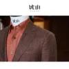 Blazers para hombre Traje casual de negocios de mezcla de cachemira de un solo pecho