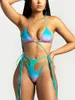 Costumi da bagno da donna 2023 Sexy Tie Dye High Cut Out Micro String Bikini Costume da bagno intero da donna Nappa femminile Costume da bagno monokini Swim