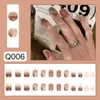 False Nails 24pcs Artificial Gradient Design Ballet Coffin Fake Wearable Bow Decal Rhinestone Long Manicure Art Tips