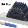 Fountain Pens 50pcs Blueblack Mürekkep Kartuş Dolunları Kalem Değiştirilebilir Çanta Evrensel Tip 2634mm Kalibre Ofis Malzemeleri 230707