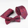 Bow Ties 3pcs Moda Çiçek Deseni Polyester Erkekler Bowtie ve Cep Meydanı Seti Öne Bağlı Hediye Düğün İşi Toptan