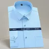 Men's Dress Shirts Men's Classic Non Iron Stretch Solid Easy Care Shirt with Pocket Long Sleeve Formal Business Standard-fit Basic Dress Shirts 230710