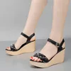 Sandals 8cm Small Size 32-43 Fashion Mix Color Genuine Leather Womens Platform Wedges Shoes 2023 High Heels Office Mom