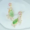 Diseñador Micro incrustaciones de circón Oro Pescado Gota de agua Gema Pendientes colgantes Mujeres Marca de moda 3A Circón plateado 18k Pendientes de oro Pendientes encantadores para mujer Regalo de la joyería