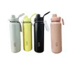 LL Water Bottle Vacuum Yoga Fitness Bottles Simple Pure Color Straws Stainless Steel Insulated Tumbler Mug Cups with Lid Thermal I9653269