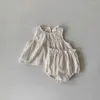 Ensembles de vêtements mignon solide en vrac sans manches bébé poupée chemise filles Simple T-shirt coton pain Shorts 2 pc enfants doux costume