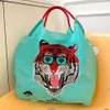 Bolsas para noite Cat Bordado Eco Bag Designer para mulheres Shoulder Ball Tiger Shopper Tote Alça de corda Bolsas e bolsas Animal Hobo 230710