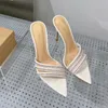 Gianvito Rossi sandálias mules chinelo panturrilha slides de couro estilete salto alto sem cadarço aberto bico quadrado feminino designer de luxo sapatos estilo rua fábrica bolsa de calçado