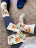 Women Socks LISCN 2023 Hyperbole Tulip Floral Print Stockings Cotton Long For Girls Casual Floor