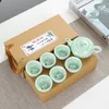 Wine Glasses Creative Carp Ice Crack Chinese Tea Travel Set Kung Fu Ceramic Portable Teapot Porcelain Teaset Gaiwan Cups Tool 230710