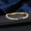 Charm Bracelets 2023 Fashion Round Zircon Bangles For Women Silver Color With Clear Crystal Friendship Bracelet Gifts