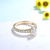 With Side Stones Kuololit Oval Cut Diamond Ring for Women Solid 10K 14K Yellow Gold Solitaire Engagement Wedding Gift Jewelry 230710