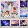 Tapeçaria Tapeçaria Anime Healing Girl Background Decoração de Quarto Pano Pendurado R230710