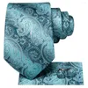 Bow Ties Hi-Tie Designer Lake Blue Paisley Silk Wedding Tie For Men Handky Cufflink Gift Necktie Fashion Business Party Dropshiping