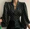 Женские свитера роскошная весенняя атласная рубашка женская ворота поло в офис Леди Блуз с длинными рукавами.