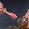 Silicone Honey Spoon Long Handle Wooden Honey Stick Dipper Jam Syrup Dispenser Kitchen Tools