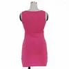 Fritidsklänningar Sommar Ukraina Klänning 2023 Black Hollow Out Sexig Bodycon Clubwear Solid Rose Ärmlös Mini Kort Solklänning