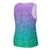 Topy z czołgami męskimi Tekstura Ombre Tank Top Men Purple and Green Glitter Print Gym Overized Tops Mash