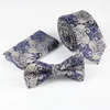 Bow Ties 3pcs Moda Çiçek Deseni Polyester Erkekler Bowtie ve Cep Meydanı Seti Öne Bağlı Hediye Düğün İşi Toptan