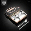 Dinnerware Sets Lunch Box Student Canteen Heating Bento Portable Fast Insulation Compartments 304 Stainless Steel Plate