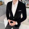 Ternos masculinos terno formal jaqueta agasalhos masculino blazer gola redonda veludo um botão simples